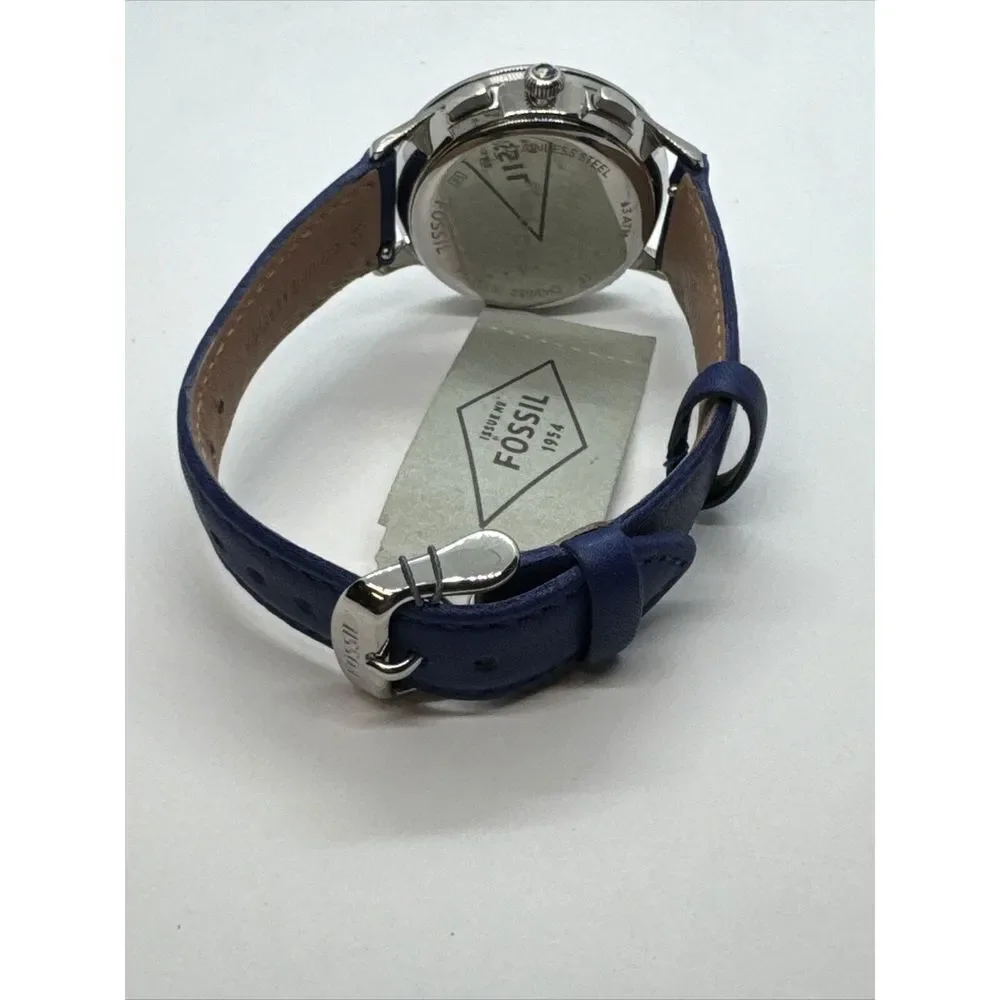 Fossil Abilene CH3032 Women's Blue Leather Strap Analog Dial Quartz Watch JNA332
